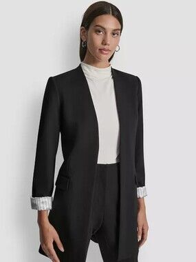 Calvin Klein Collarless Open Front Topper Jacket
